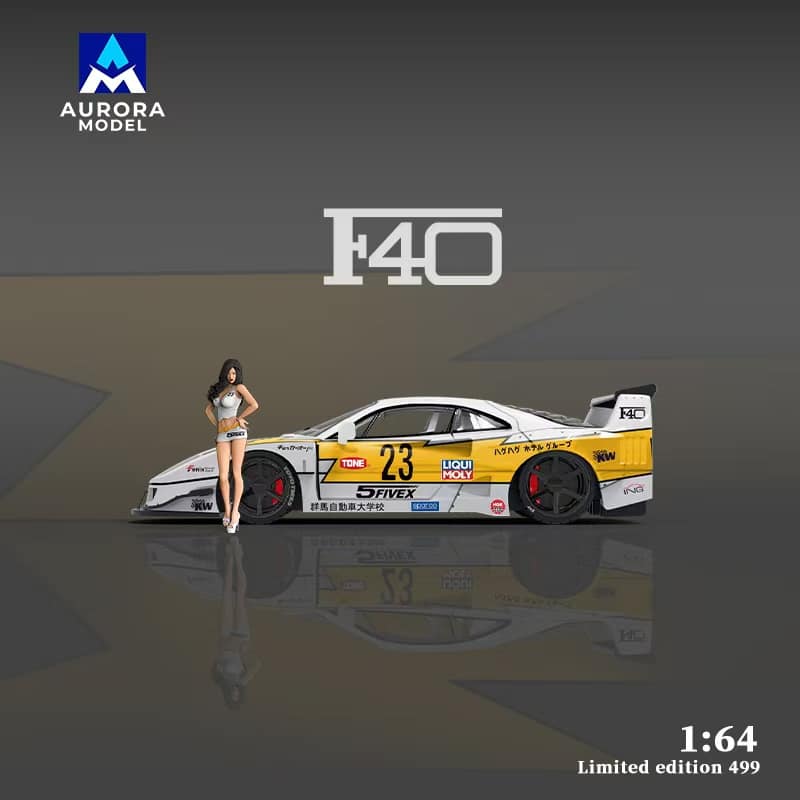 Aurora Model 1:64 Ferrari F40 Metallic Red or Yellow Lightning Livery - Image 4