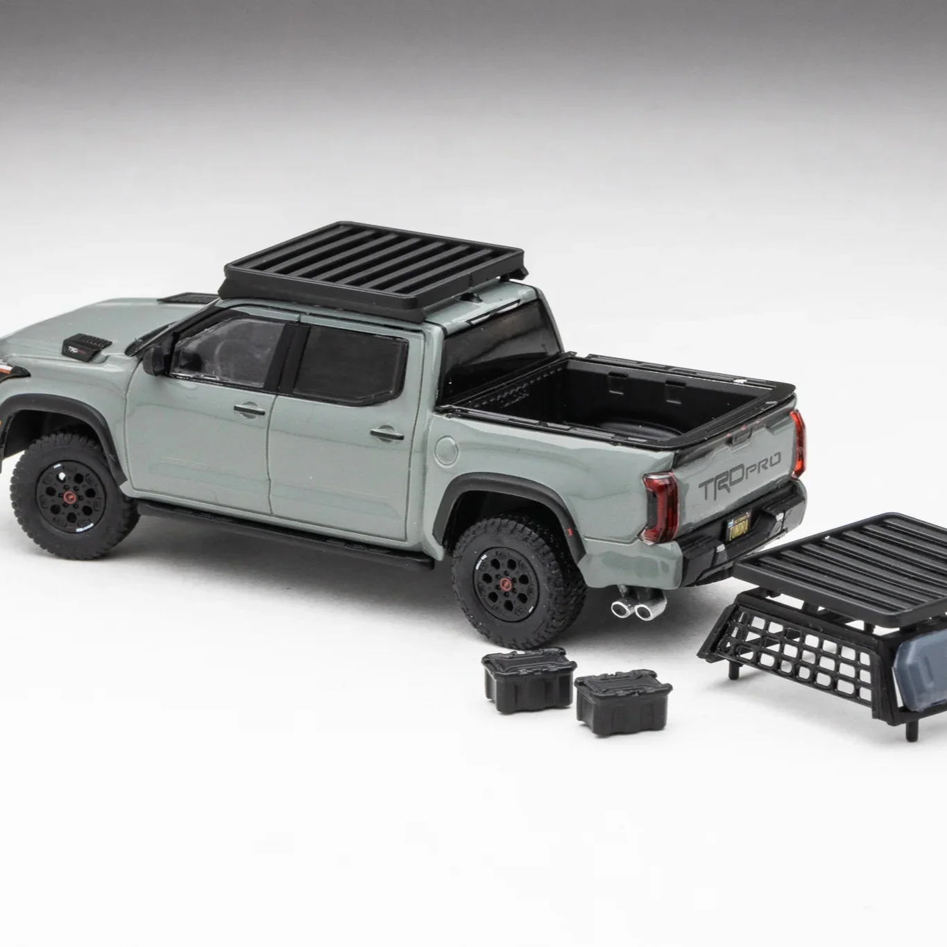 DiecastTalk Exclusive GCD Toyota Tundra TRD PRO Lunar Rock with roof rack & accessories - Image 8