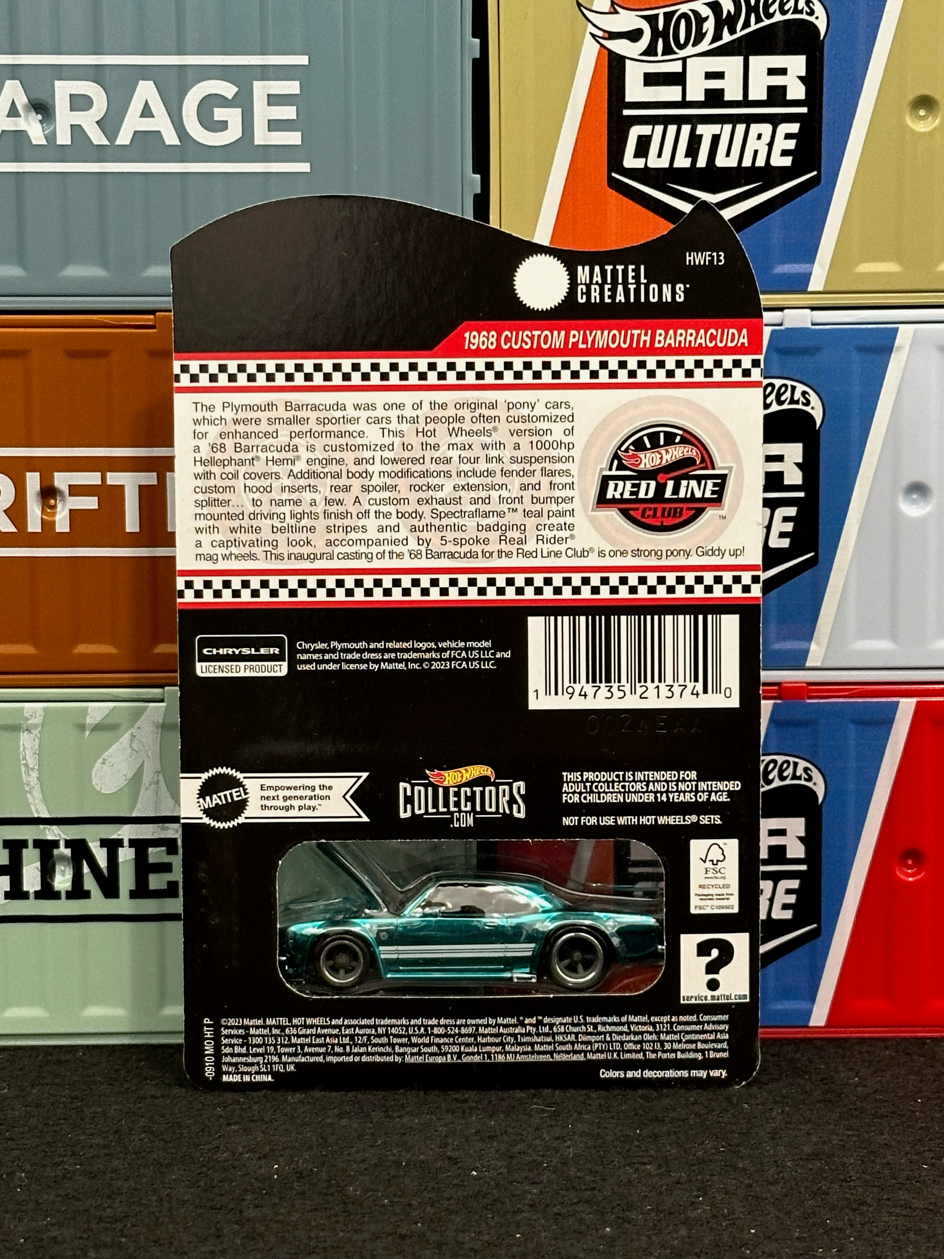 Hot Wheels RLC  '68 Custom Plymouth Barracuda - Image 2