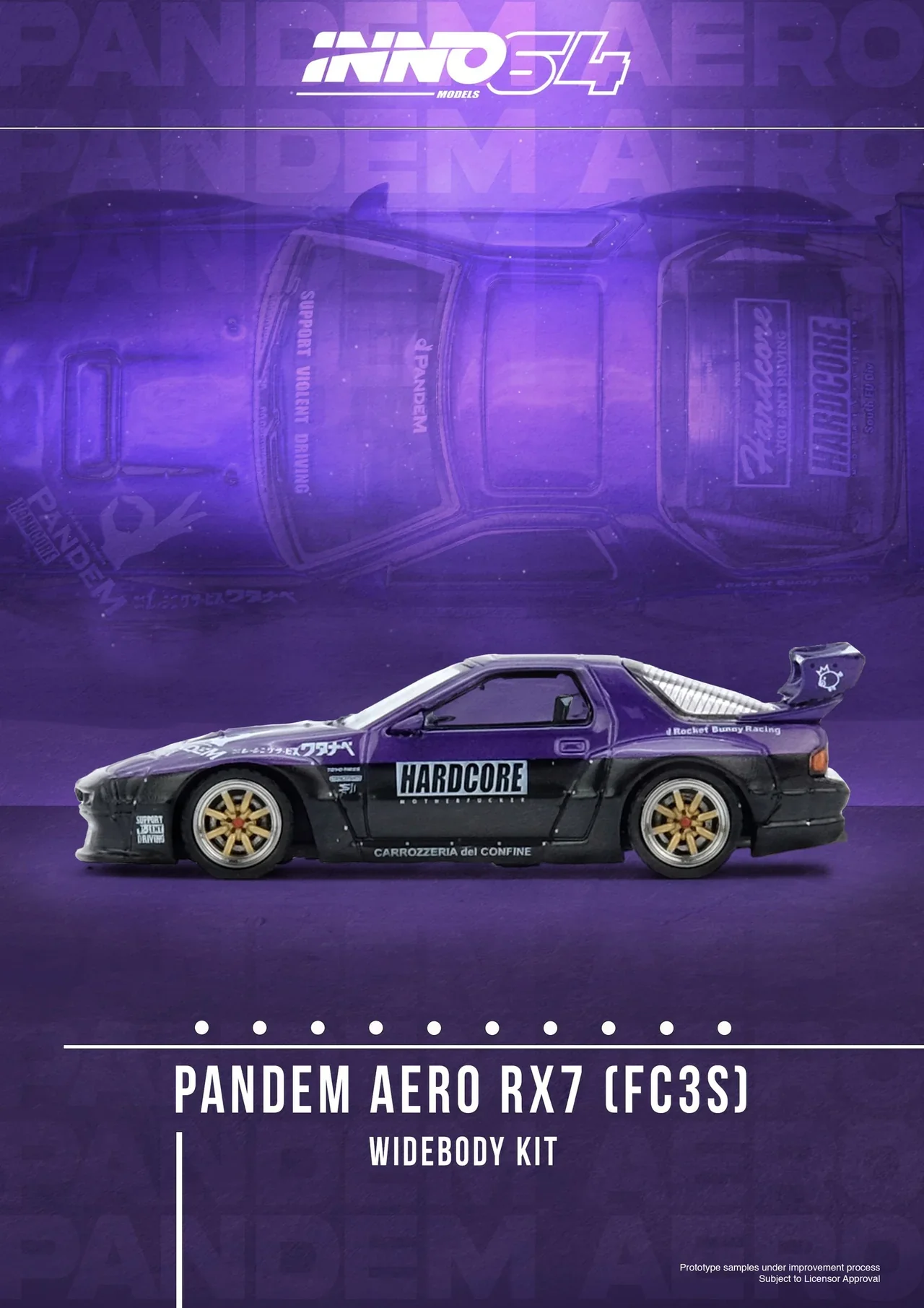 INNO64 Mazda RX-7 (FC3S) "Pandem Rocket Bunny" Purple - Image 2