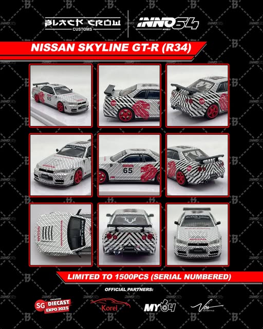 INNO64 Nissan Skyline GT-R R34 "Black Crow" 2025 SG Event Edition - Image 2