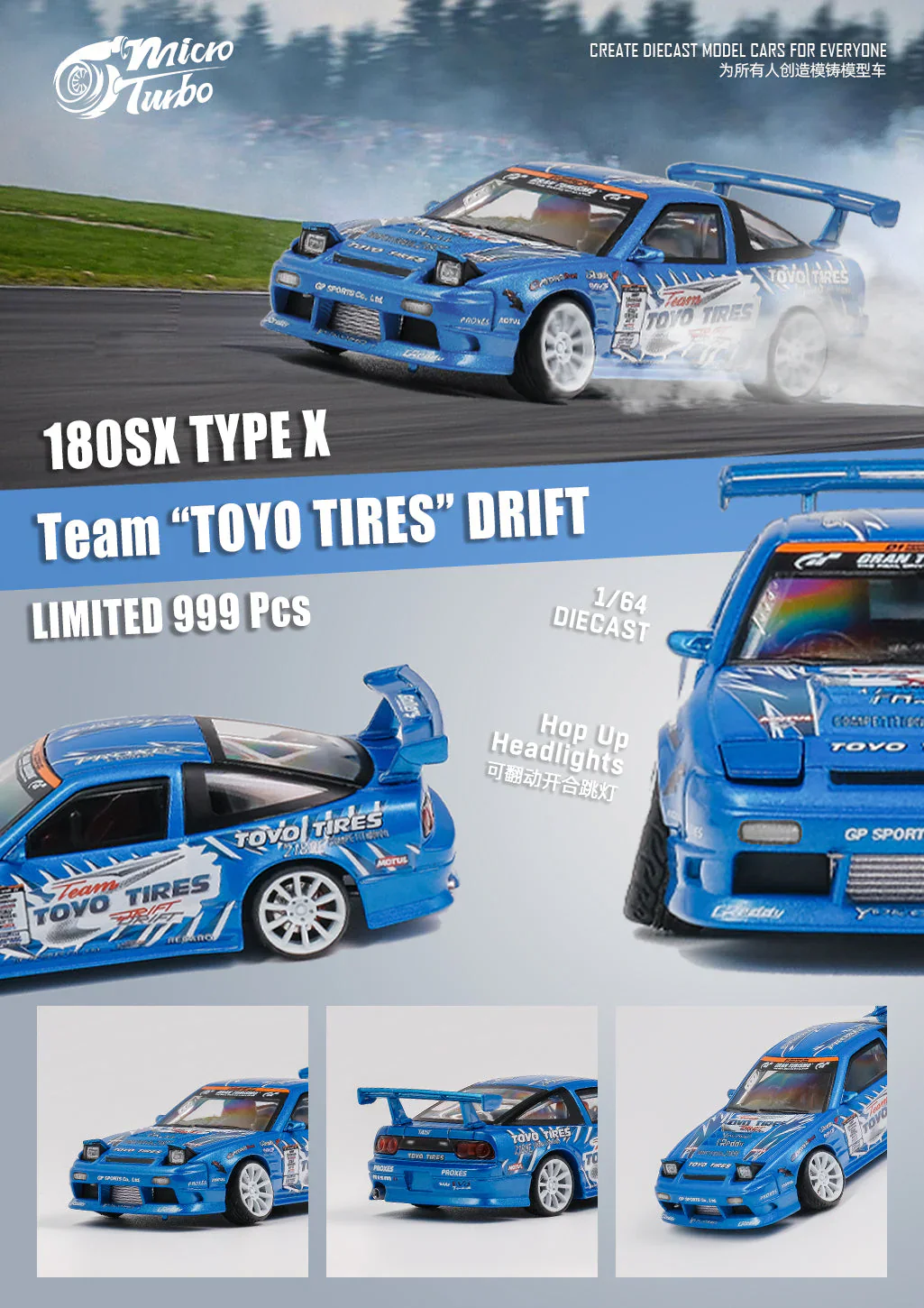 MICRO TURBO 1:64 Nissan 180SX Toyo Tires Drift - Image 8