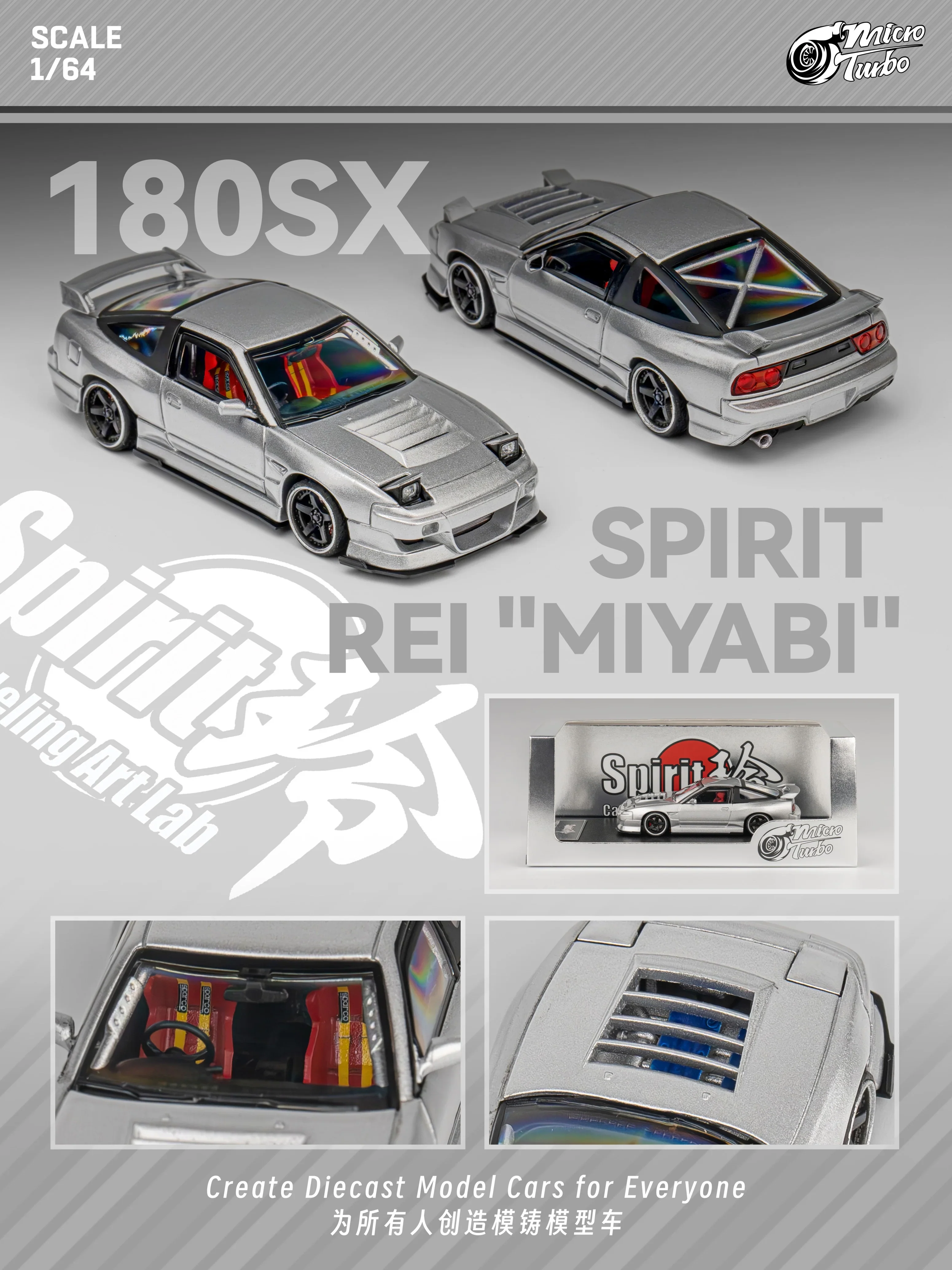 Micro Turbo Spirit Rei MIYABI 180SX Aero V2 - Metallic Silver - Image 8