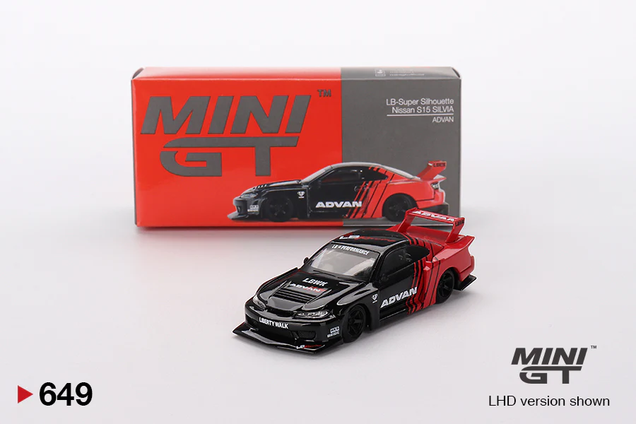 Mini GT Nissan LB-Super Silhouette S15 Silvia ADVAN #649 - Image 6