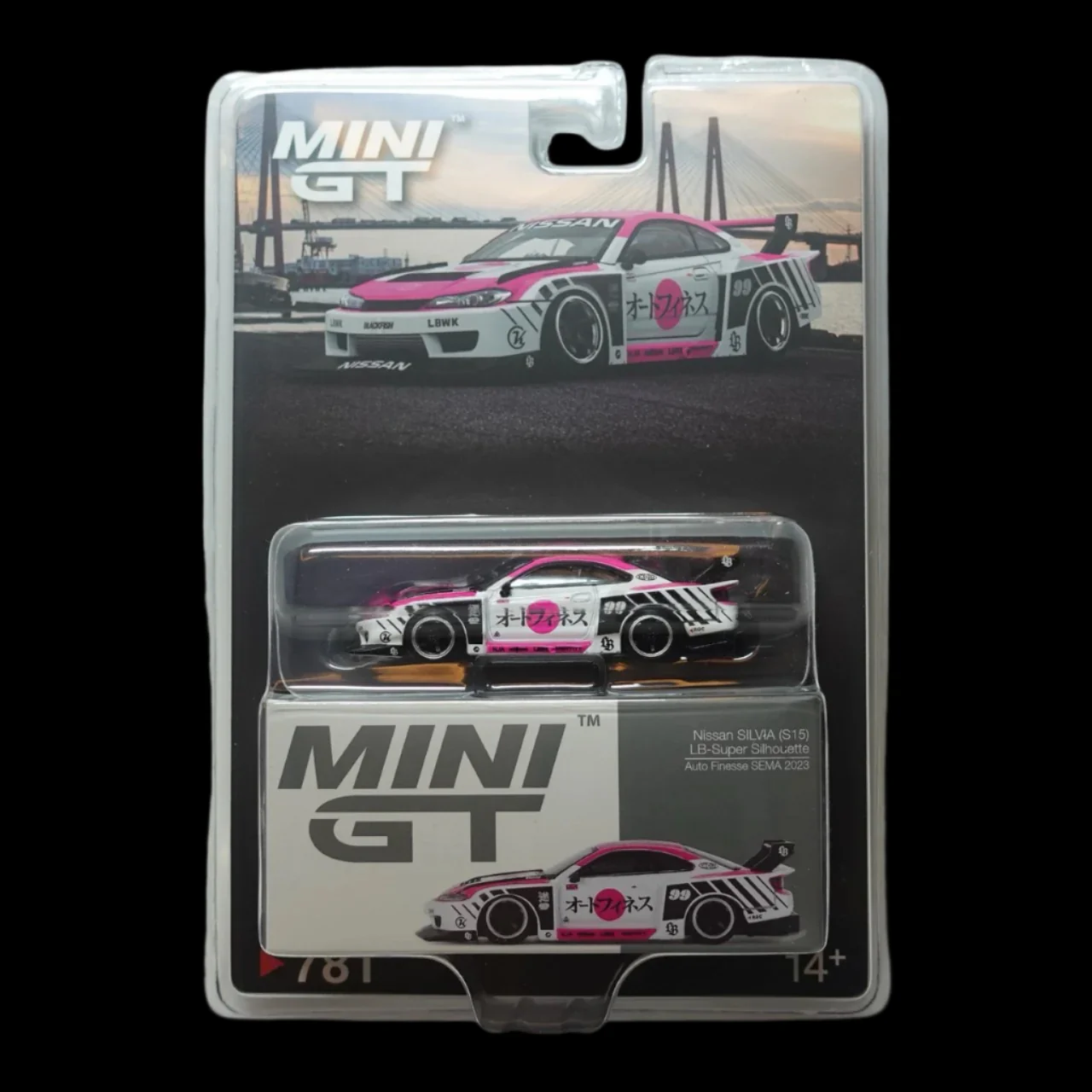 Mini GT Nissan LB-Super Silhouette S15 Silvia Auto Finesse SEMA 2023 #781 Blister Pack - Image 2