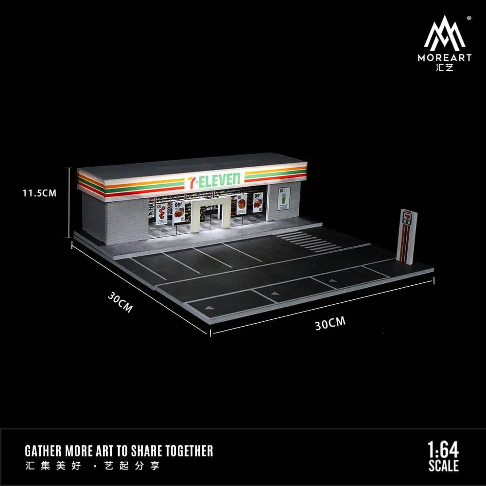 MOREART 7-ELEVEN Parking Lot Scene 1:64 Diorama with LED Lighting - Image 3