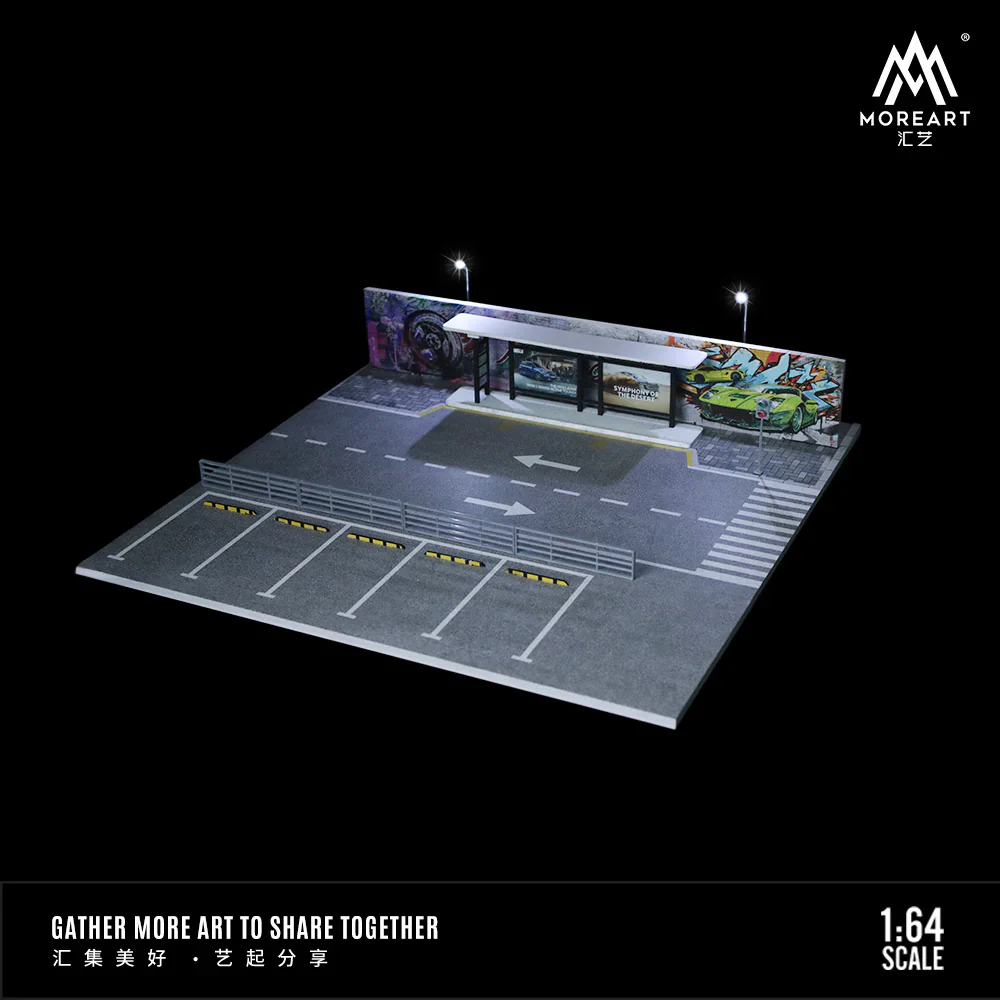 MOREART Bus Stop Road Scene 1:64 Diorama with LED Lighting - Image 4