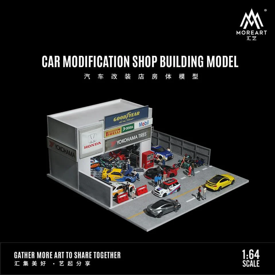 MOREART Car Modification Shop 1:64 Diorama with LED Lighting - Image 2