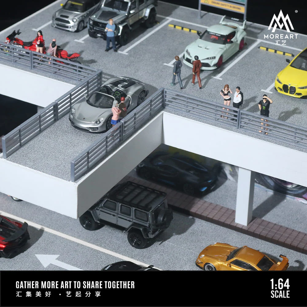 MOREART Double Layer Car Park Scene 1:64 Diorama with LED Lighting - Image 2