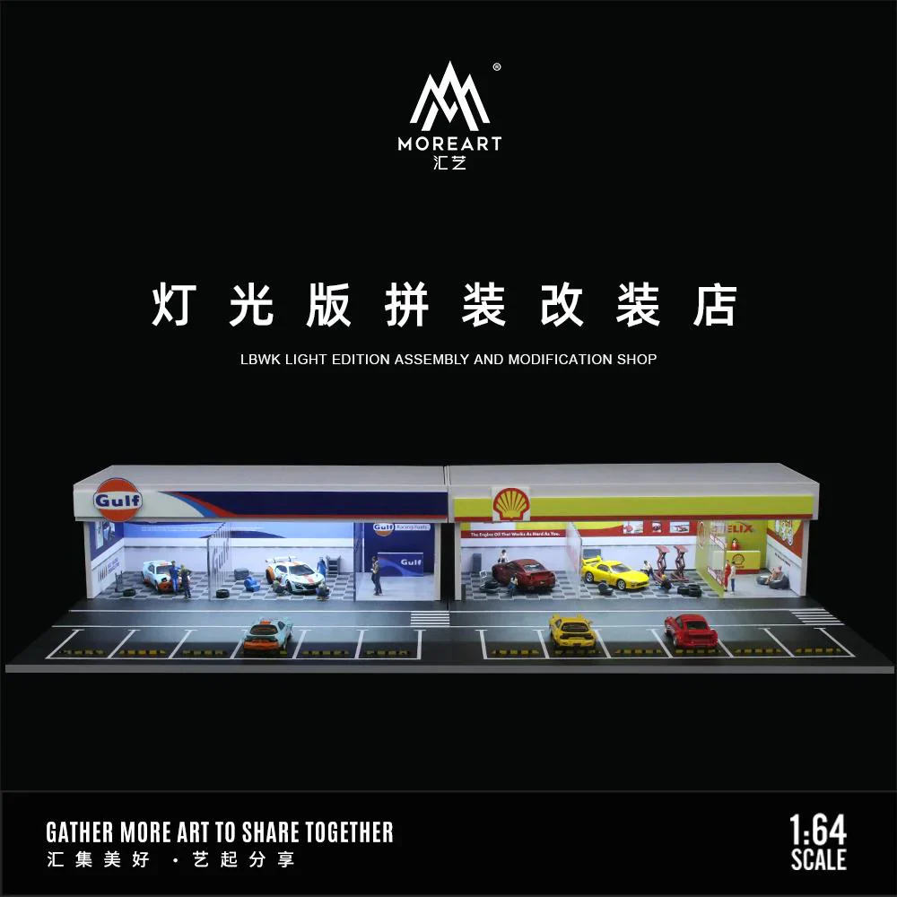 MOREART Gulf Oil Workshop 1:64 Diorama with LED Lighting - Image 4