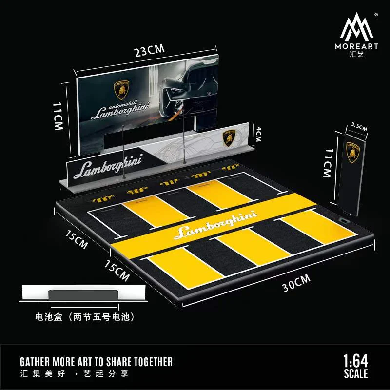 MOREART Lamborghini Car Park Scene 1:64 Diorama with LED Lighting - Image 3