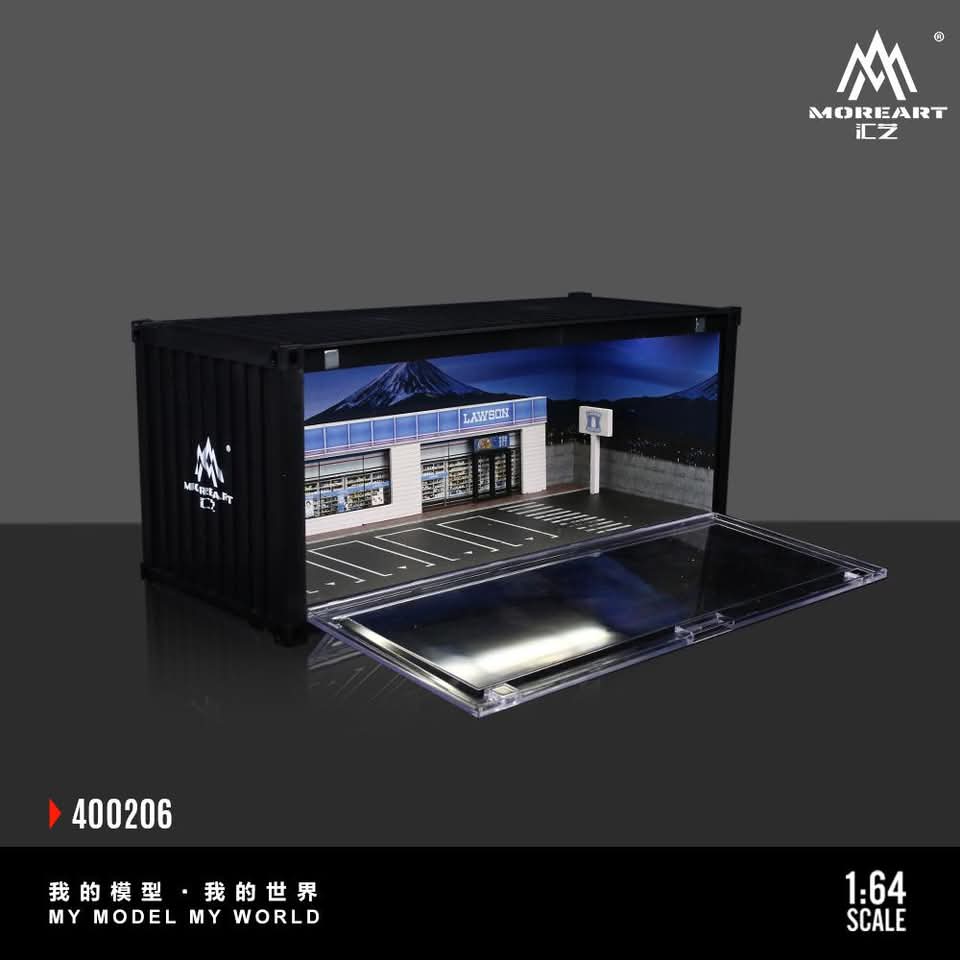 MOREART Lawson Supermarket Container Parking Lot Scene 1:64 Diorama with LED Lighting - Image 4