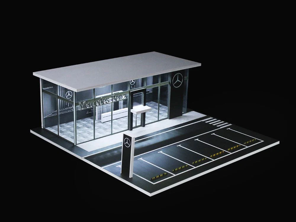 MOREART Mercedes Benz Showroom 1:64 Diorama with LED Lighting - Image 2