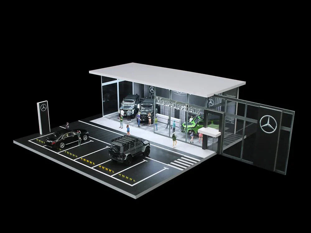 MOREART Mercedes Benz Showroom 1:64 Diorama with LED Lighting - Image 3