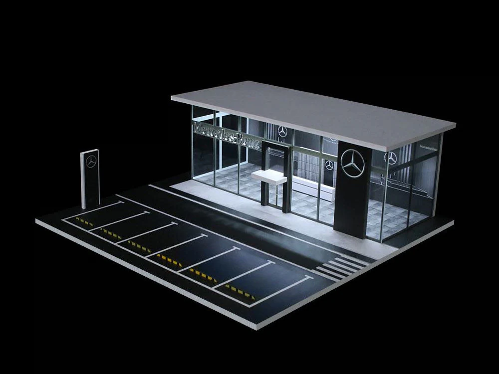 MOREART Mercedes Benz Showroom 1:64 Diorama with LED Lighting - Image 4