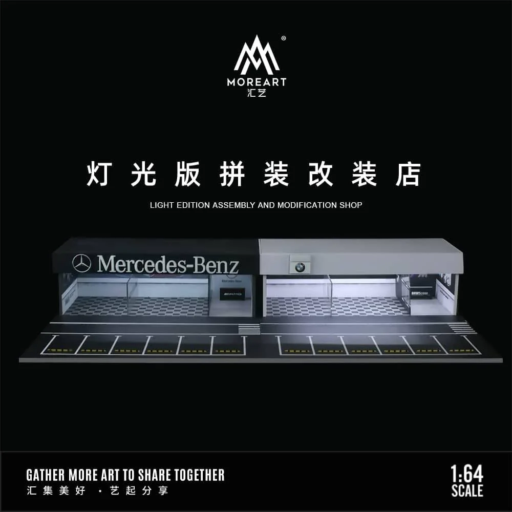 MOREART Mercedes-Benz Workshop 1:64 Diorama with LED Lighting - Image 4