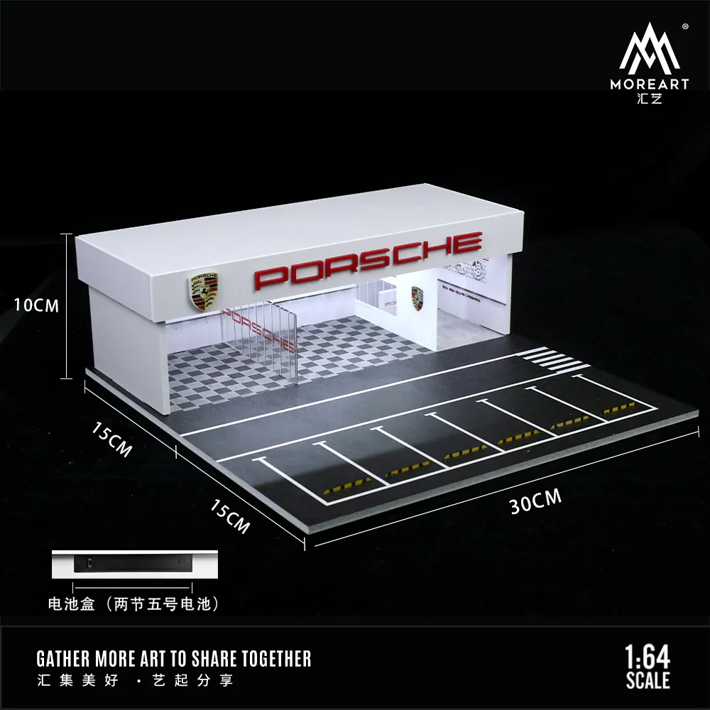 MOREART Porsche Workshop 1:64 Diorama with LED Lighting - Image 2
