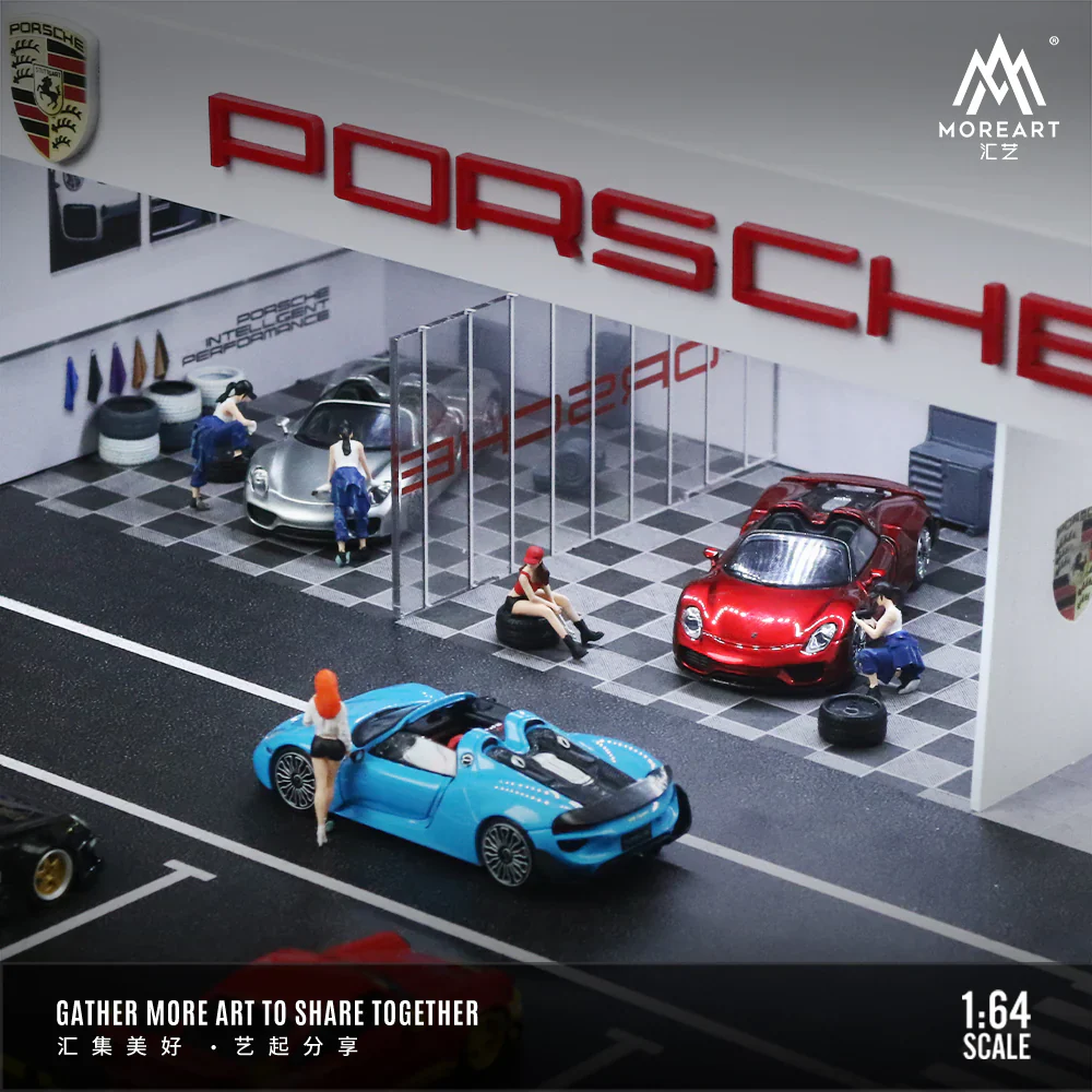 MOREART Porsche Workshop 1:64 Diorama with LED Lighting - Image 3