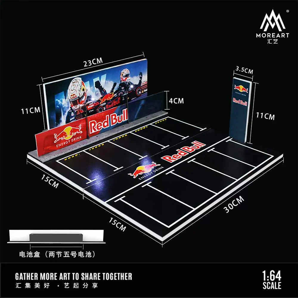 MOREART Red Bull Car Park Scene 1:64 Diorama with LED Lighting - Image 3