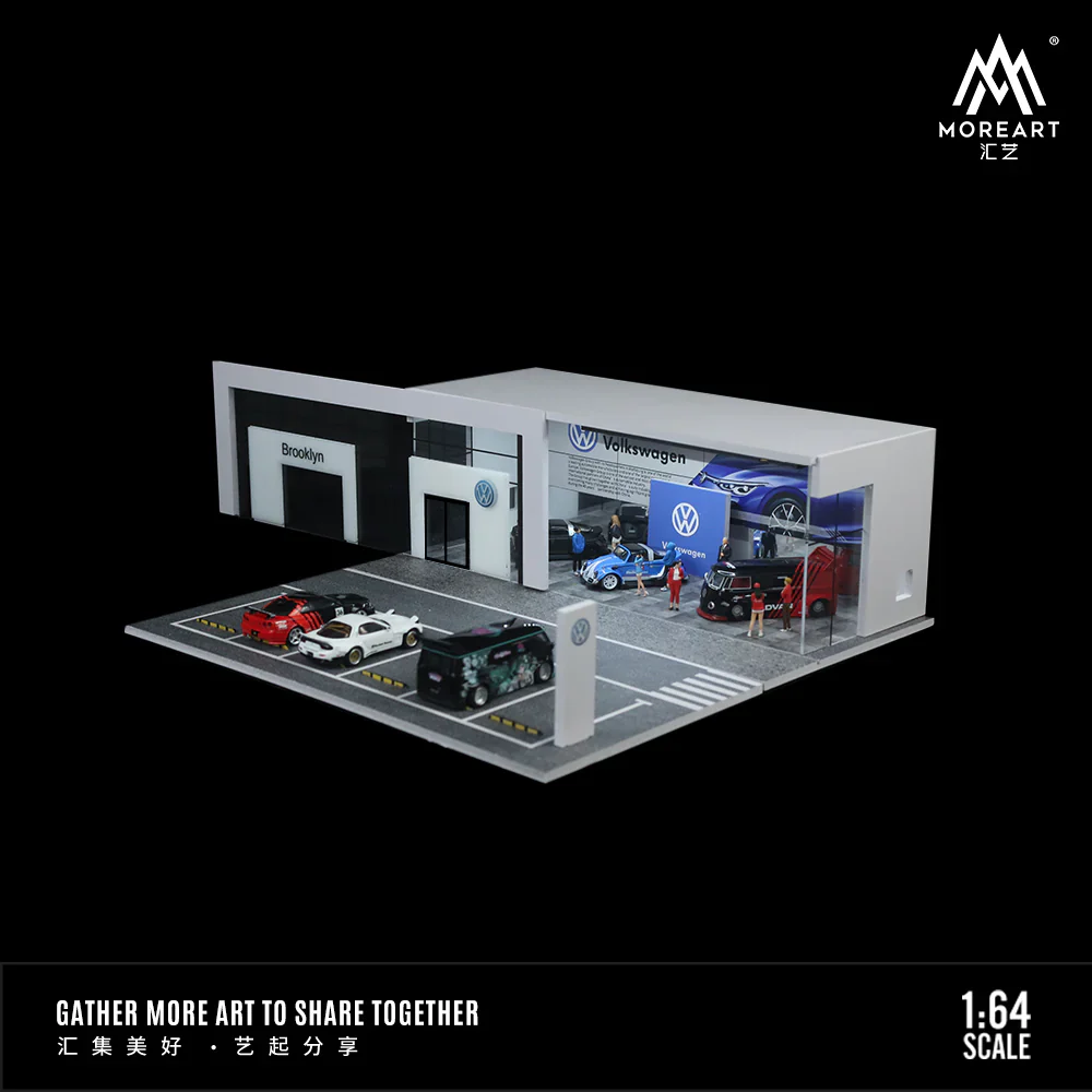 MOREART Volkswagen 4S Showroom 1:64 Diorama with LED Lighting - Image 2