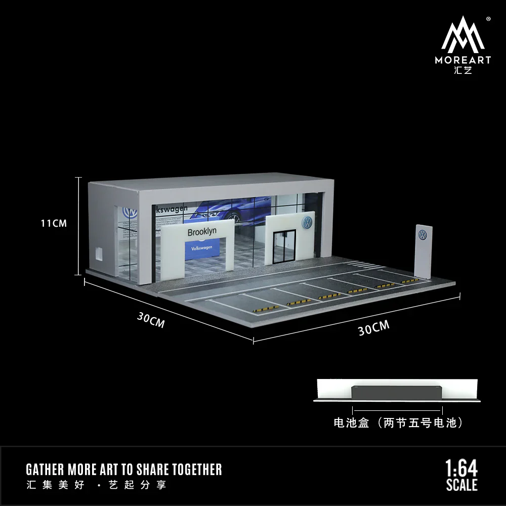 MOREART Volkswagen 4S Showroom 1:64 Diorama with LED Lighting - Image 3