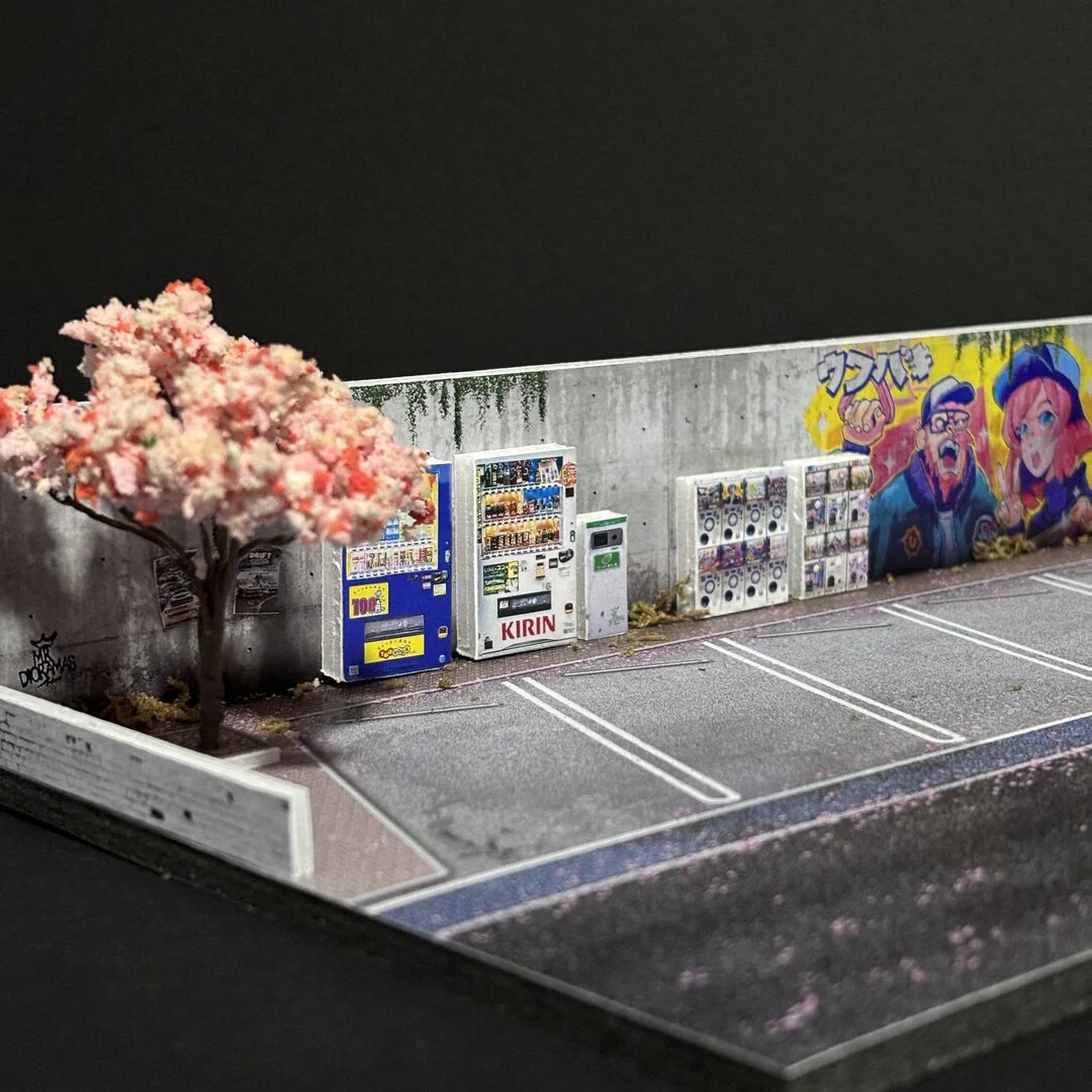 Mr Dioramas Japan Sakura Car Park 1:64 Diorama Scene - Image 3