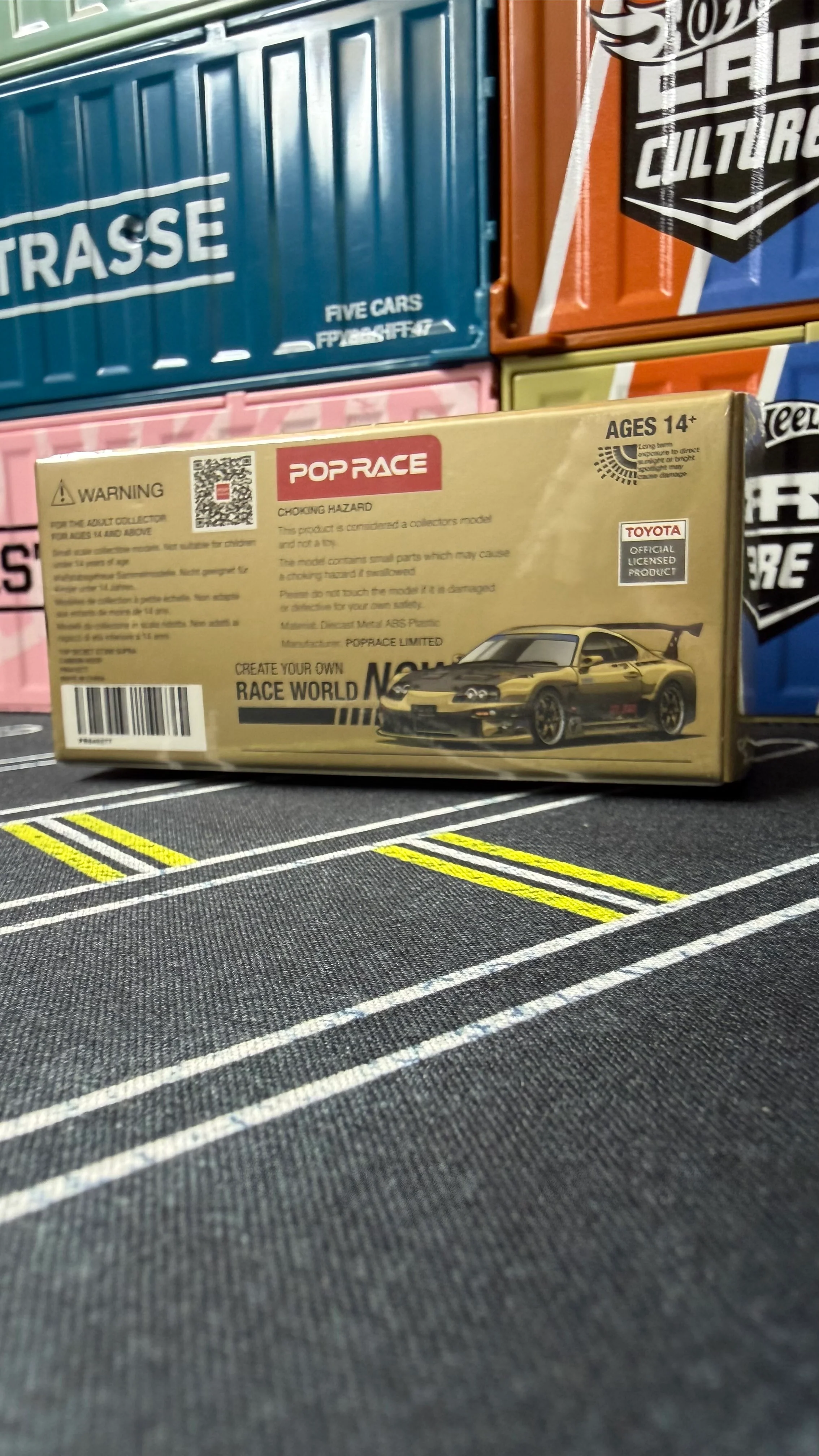 POP RACE 1:64 Top Secret GT300 Toyota Supra Gold Chrome with carbon bonnet - Image 8