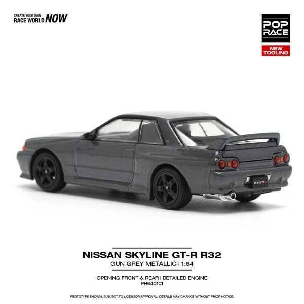POP RACE Nissan Skyline GT-R R32 Gun Grey Metallic - Image 2