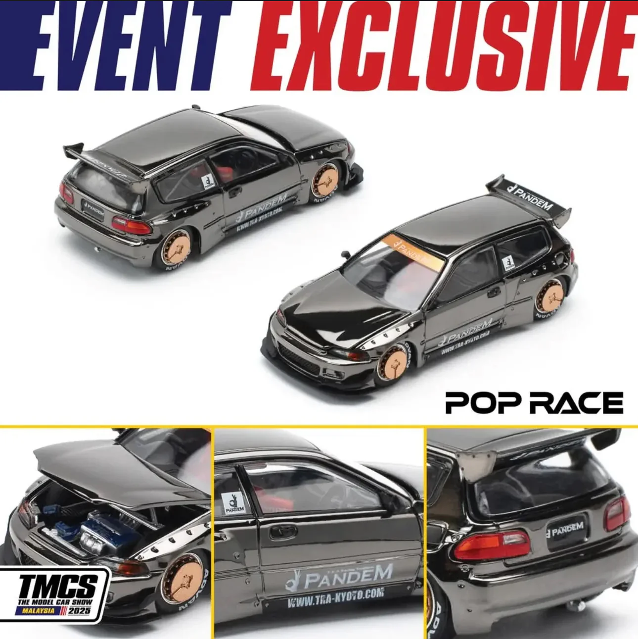 POP RACE Pandem civic EG Black Chrome & Mazda RX-7 RE Amemiya FC3S - Image 2