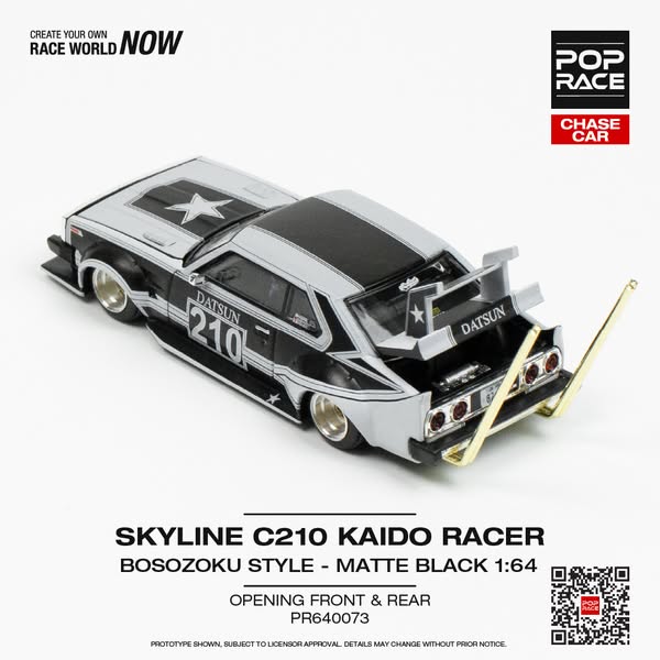 POP RACE SKYLINE C210 KAIDO RACER (BOSOZOKU STYLE) satin smooth matte black - Image 2