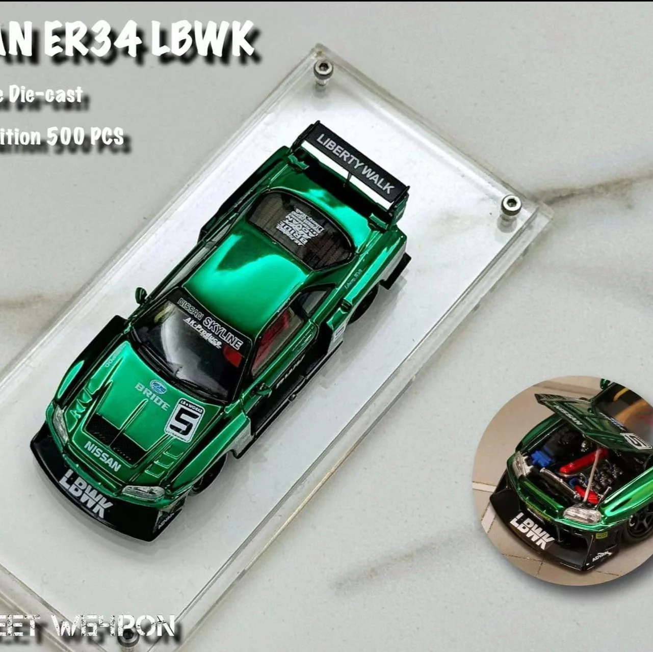 Street Weapon 1:64 Nissan Skyline ER34 LBWK Super Silhouette - Green - Image 3