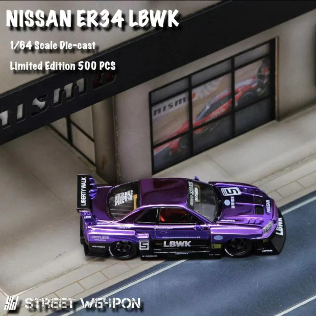 Street Weapon 1:64 Nissan Skyline ER34 LBWK Super Silhouette - Purple Chrome - Image 10