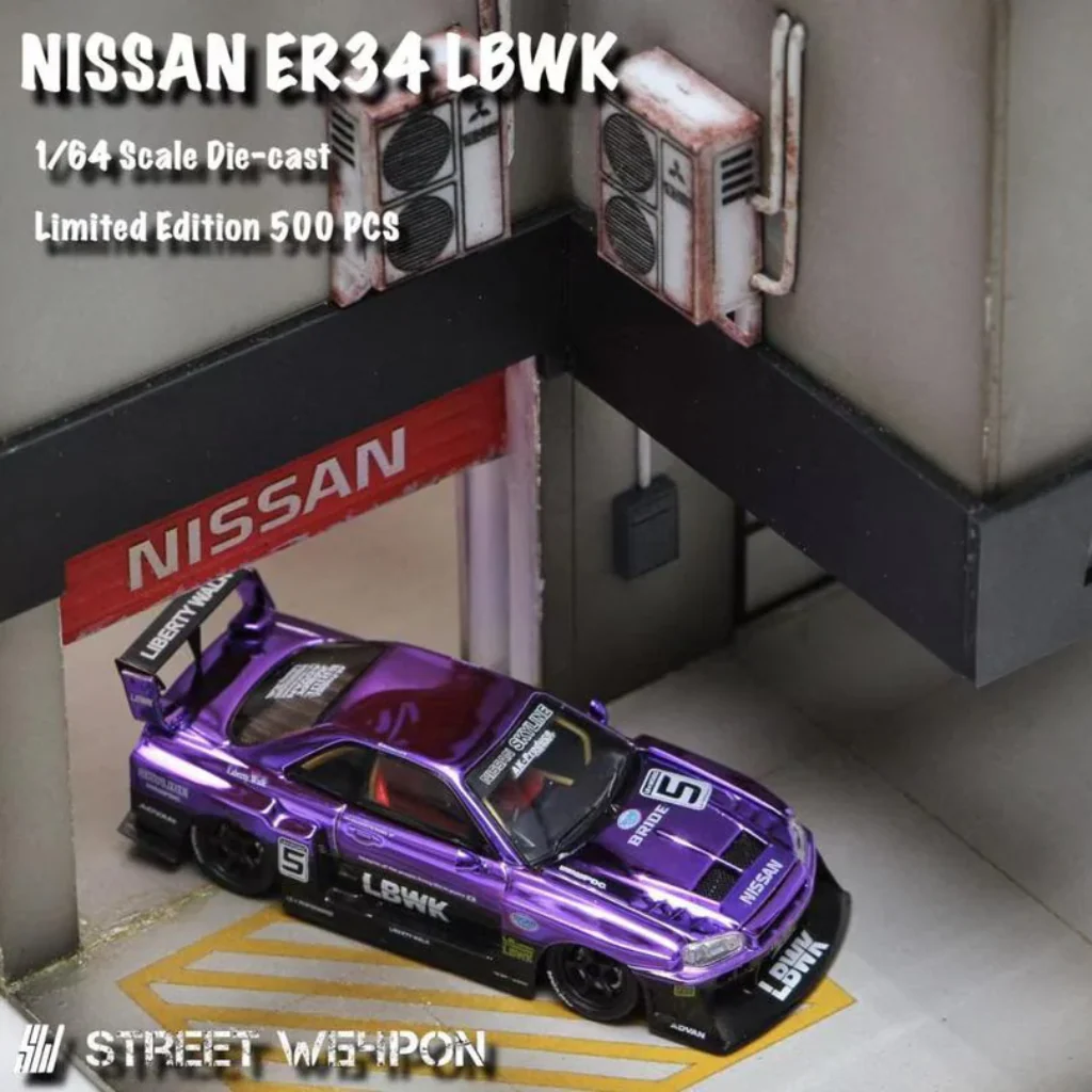 Street Weapon 1:64 Nissan Skyline ER34 LBWK Super Silhouette - Purple Chrome - Image 5