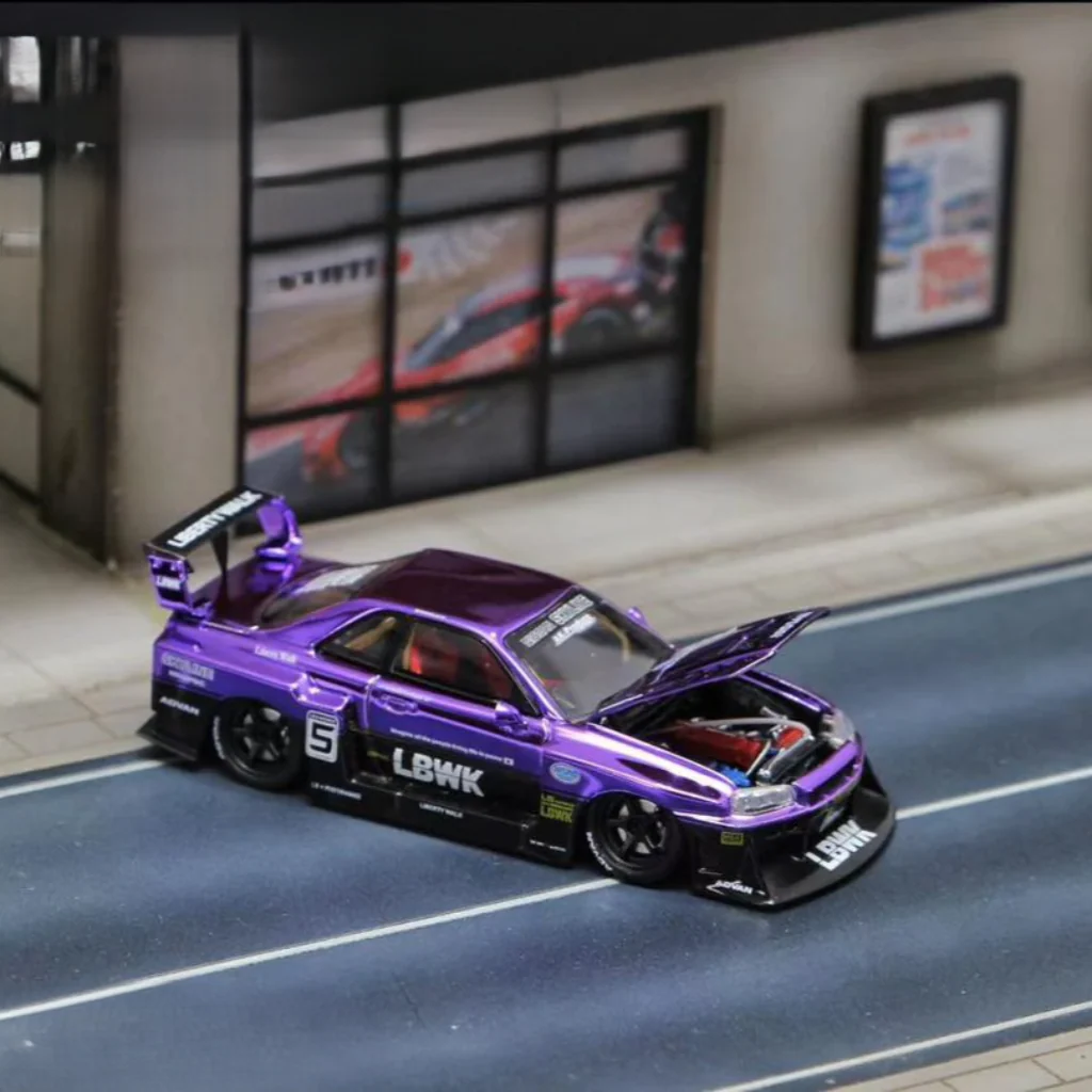 Street Weapon 1:64 Nissan Skyline ER34 LBWK Super Silhouette - Purple Chrome - Image 8