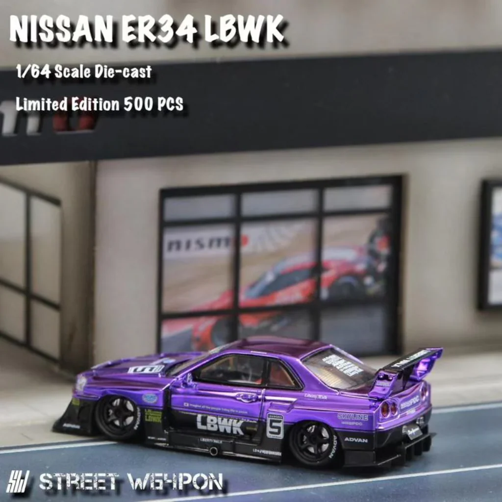 Street Weapon 1:64 Nissan Skyline ER34 LBWK Super Silhouette - Purple Chrome - Image 9