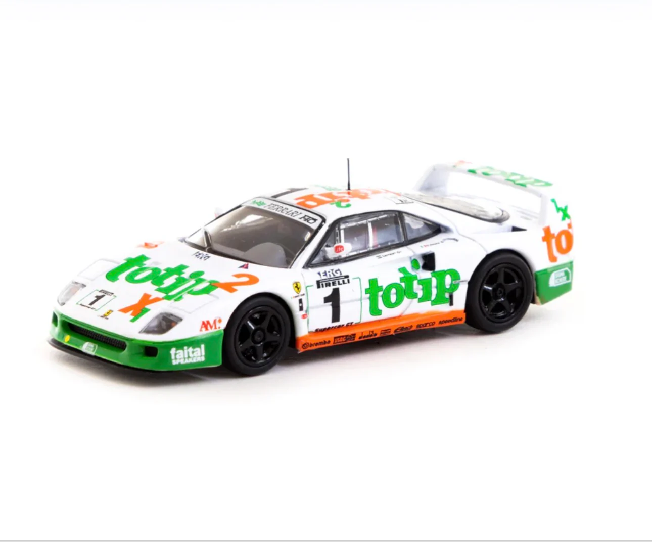 Tarmac Works X Hobby64 1/64  Ferrari F40 GT – Italian GT Chashipmpion1994 #1 – F. D’Amore, O. Larrauri – White – Special Edition - Image 5