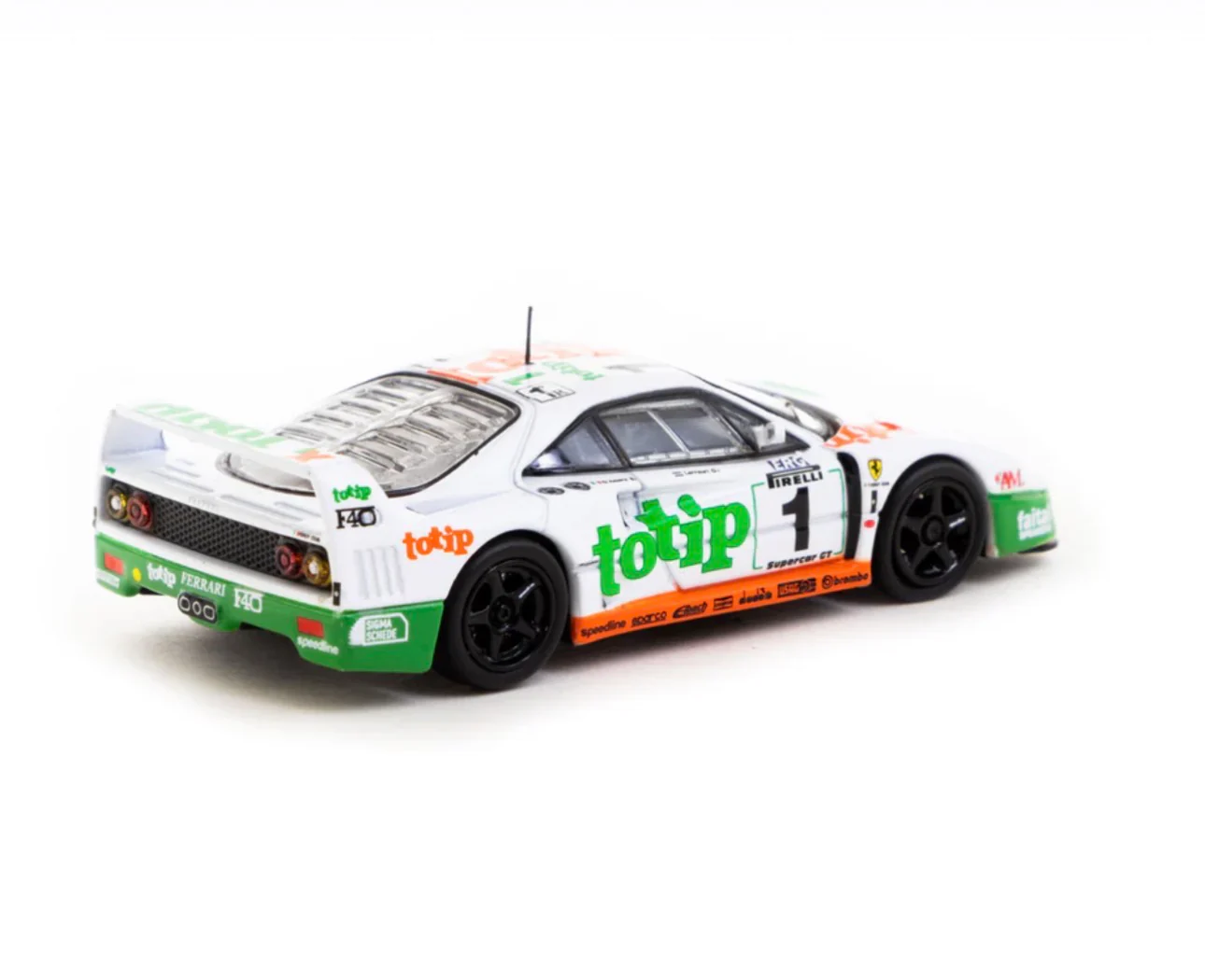 Tarmac Works X Hobby64 1/64  Ferrari F40 GT – Italian GT Chashipmpion1994 #1 – F. D’Amore, O. Larrauri – White – Special Edition - Image 6