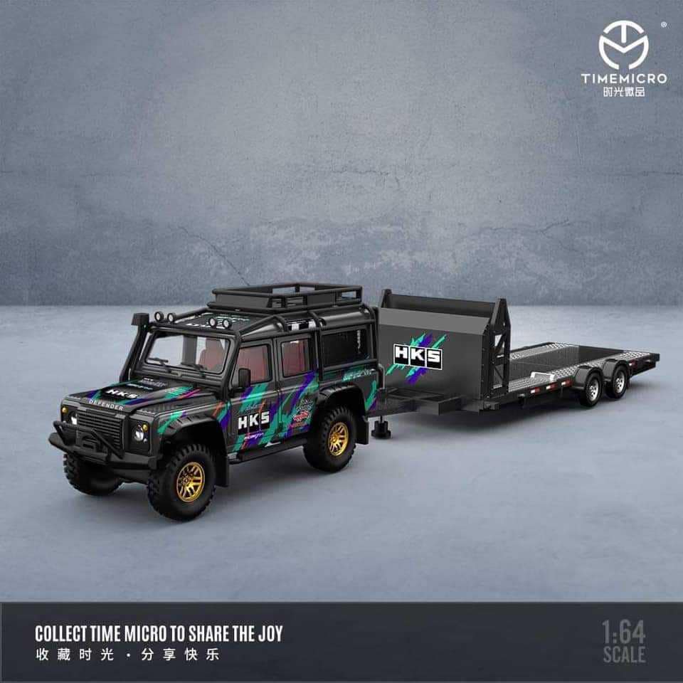 TIME MICRO 1:64 Land Rover Defender + Trailer - Advan or HKS - Image 3