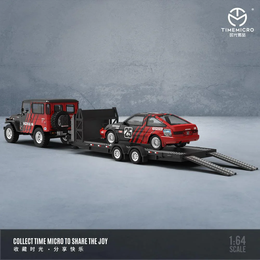 TIME MICRO 1:64 Toyota FJ40 & AE86 with Trailer Set Advan - Image 3